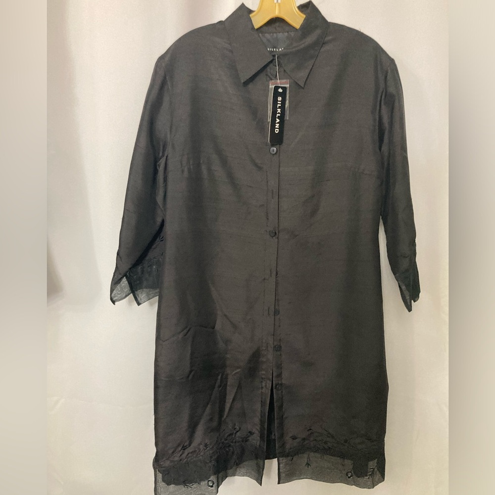 SILKLAND Button Front Shirt Dress NWT
